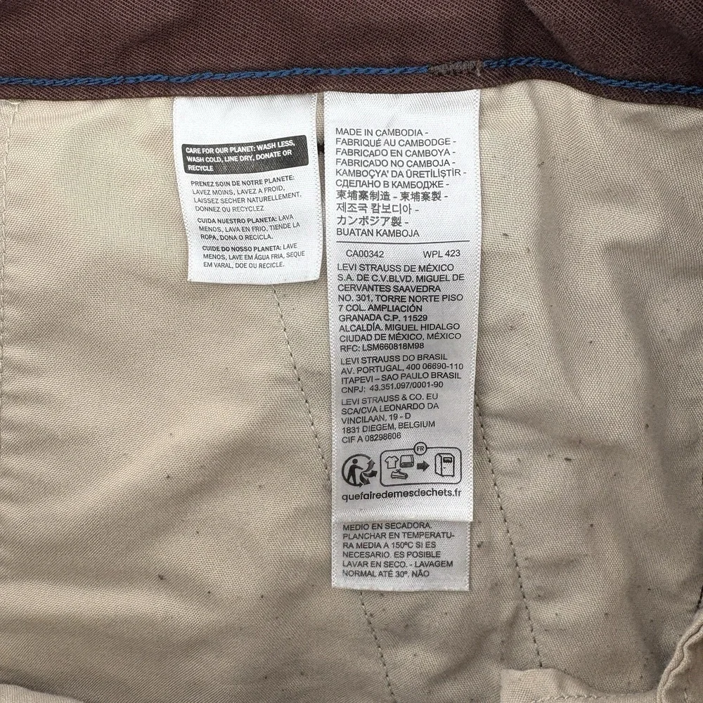 Levis XX‎ Chino Mens Size 32x32 Taper Cargo Stretch Brown Cotton Blend